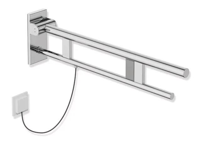 HEWI Stützklappgriff Duo Design A, Edelstahl verchromt, 750 mm Ausladung