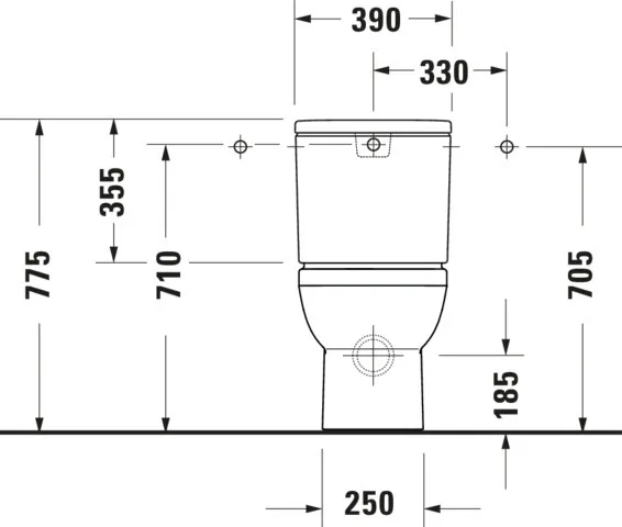 Stand-WC Kombi No.1,Weiß, 650mm,riml,TS,Abg.waagr.,var.Zul., 