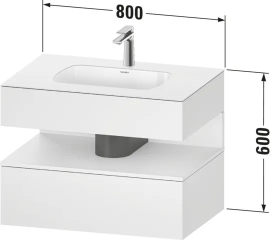 Einbauwaschtisch mit Konsolenwaschtischunterbau „Qatego“ 80 × 55 × 60 cm, ohne Beleuchtung Einbauwaschtisch mit Konsolenwaschtischunterbau „Qatego“ 80 × 55 × 60 cm, ohne Beleuchtung