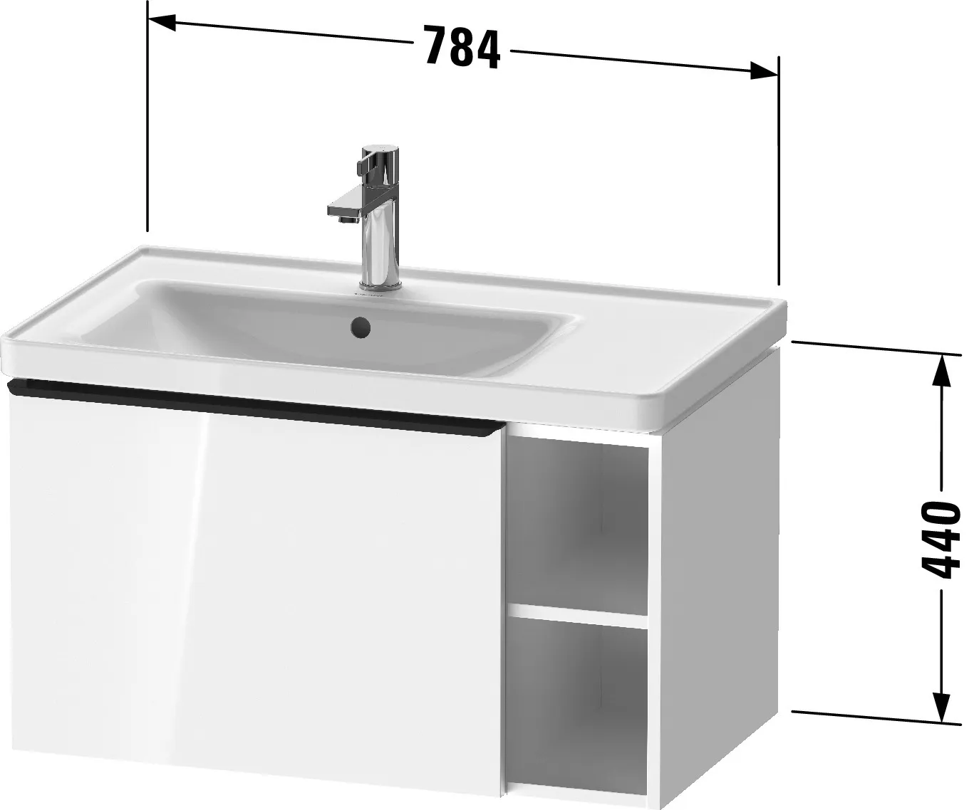 Duravit Waschtischunterschrank wandhängend „D-Neo“ 78,4 × 44 × 45,2 cm in Eiche Schwarz