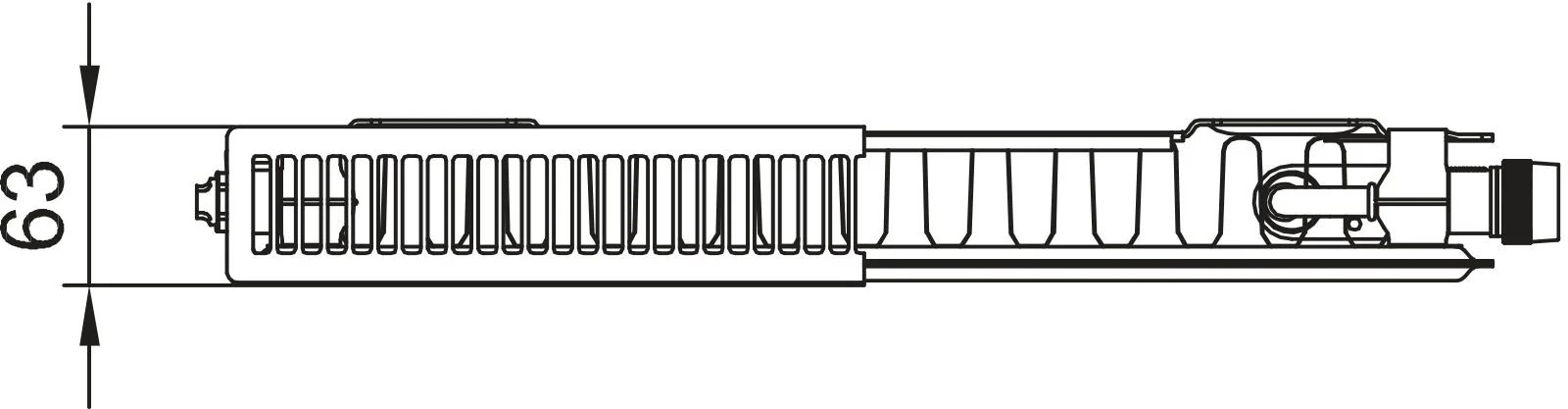Flachheizkörper therm-x2 Plan-V Typ 11, HxLxT: 505x805x63 mm, Farbe: Weiß RAL 9016 seidenglanz, Ventilposition: links, 10 bar, Abdeckung: mit, Wärmeleistung 75/65-20: 603 Watt, Bohrkonsole