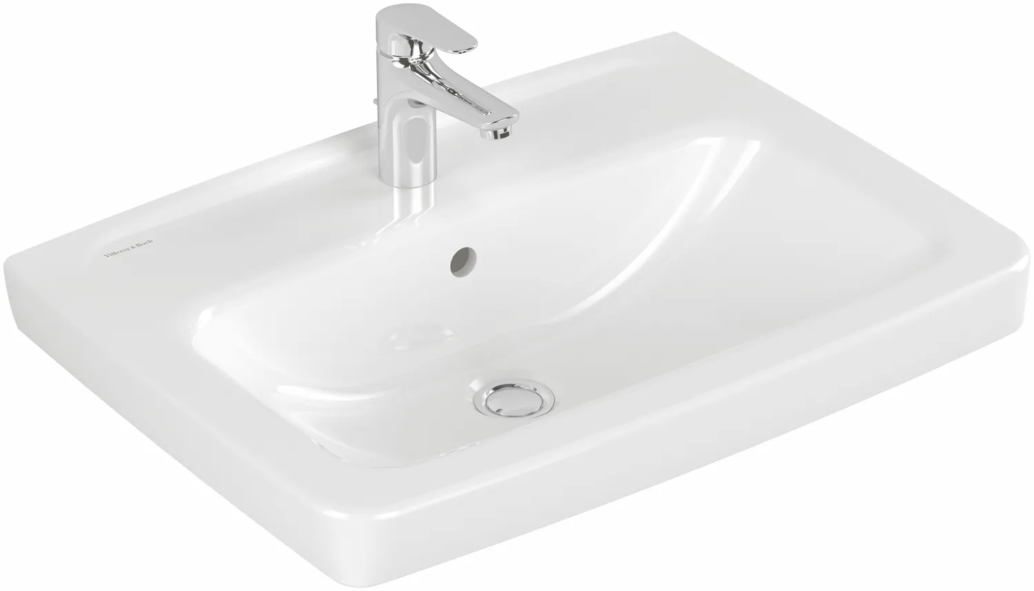 Villeroy & Boch Waschbecken „Newo“ 650 × 470 × 180 mm, Hahnlochposition mittig in Weiß Alpin Villeroy & Boch Waschbecken „Newo“ 650 × 470 × 180 mm, Hahnlochposition mittig in Weiß Alpin