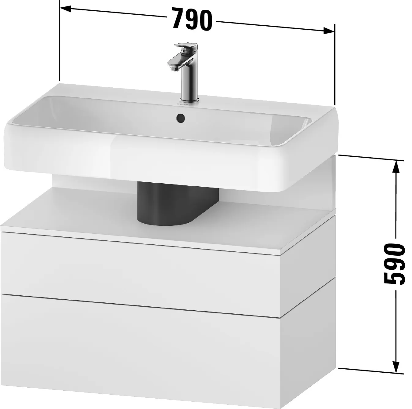 Duravit Waschtischunterschrank wandhängend „Qatego“ 79 × 59 × 47 cm in, ohne Beleuchtung