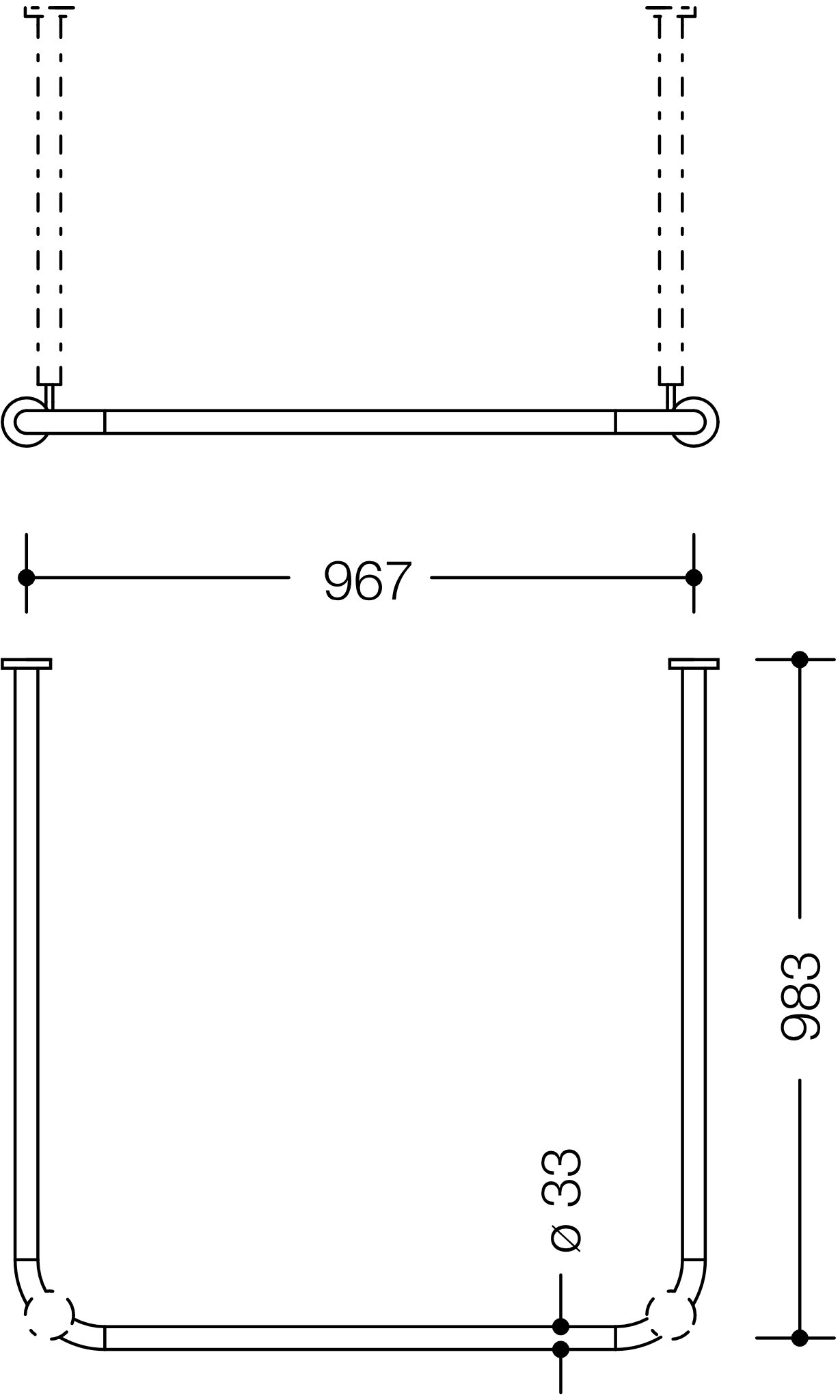 Vorhangstange Ser 801 kürzb., AM:983x967x983mm reinweiß