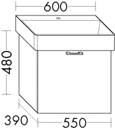 Burgbad Waschtischunterschrank Sys30, 1 Auszug, 390x550x480 mm, PG4