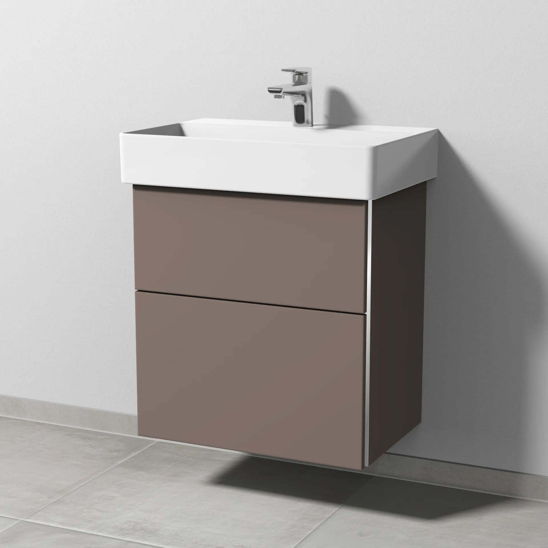 Sanipa Waschtischunterschrank „3way“ passend zu Keramik-Waschtische Dura Square von Duravit 550 × 588 × 377 mm in Taupe (matt)