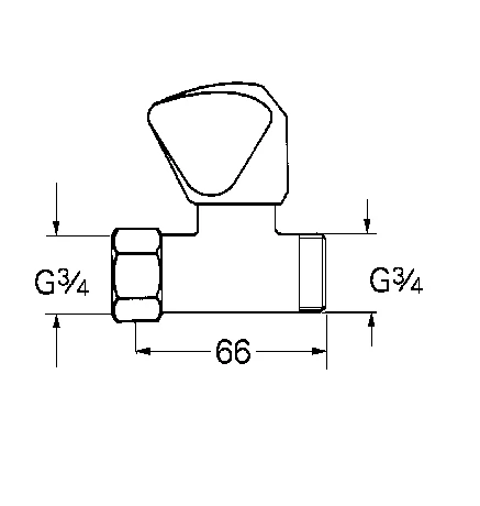 Absperrventil Atlanta 12409, DN 15, für Thermostat-Batterien, Verschraubung 3/4'', Anschlussgewinde 3/4'', Trecorn-de-Luxe-Griff, Markierung neutral, chrom