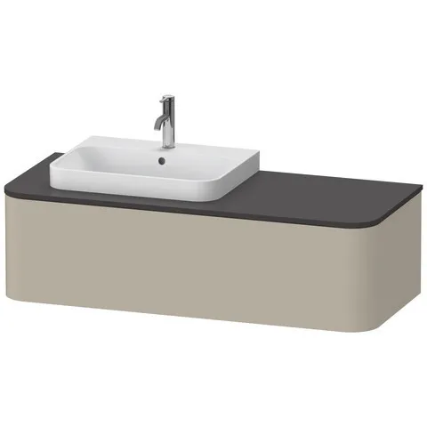 Duravit Waschtischunterschrank wandhängend „Happy D.2 Plus“ 130 × 35,4 × 55 cm, links Becken: links / Beleuchtung: ohne / Front- & Korpusfarbe: Taupe Seidenmatt / Größe: 130 × 55 × 35,4 cm / Oberfläche: Lack / Schubladen: 1 Duravit Waschtischunterschrank wandhängend „Happy D.2 Plus“ 130 × 35,4 × 55 cm, links Becken: links / Beleuchtung: ohne / Front- & Korpusfarbe: Taupe Seidenmatt / Größe: 130 × 55 × 35,4 cm / Oberfläche: Lack / Schubladen: 1