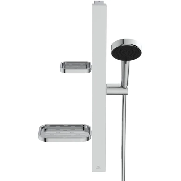Ideal Standard Idealrain Alu+ Brausekombination mit 2-Funktion-Handbrause und 2 Ablagen in Chrom, Aufputz, Idealflex-Brauseschlauch