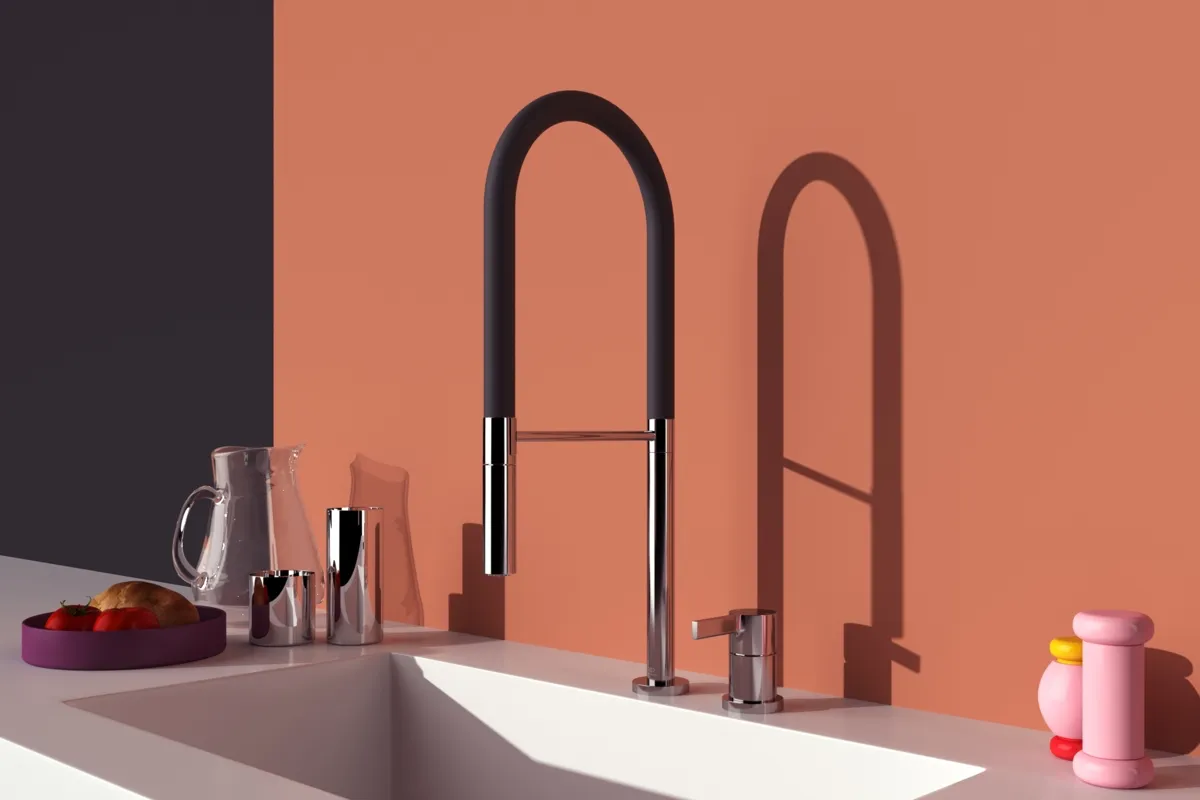 2-Loch Küchenarmatur Gusto Ausladung 225mm Semi-Pro 2-Funktionsbrause Brushed Gold 2-Loch Küchenarmatur Gusto Ausladung 225mm Semi-Pro 2-Funktionsbrause Brushed Gold