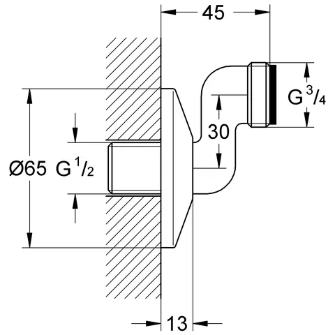 S-Anschluss 12005, 1/2'' x 3/4'', Verstellbarkeit 30 mm, chrom S-Anschluss 12005, 1/2'' x 3/4'', Verstellbarkeit 30 mm, chrom