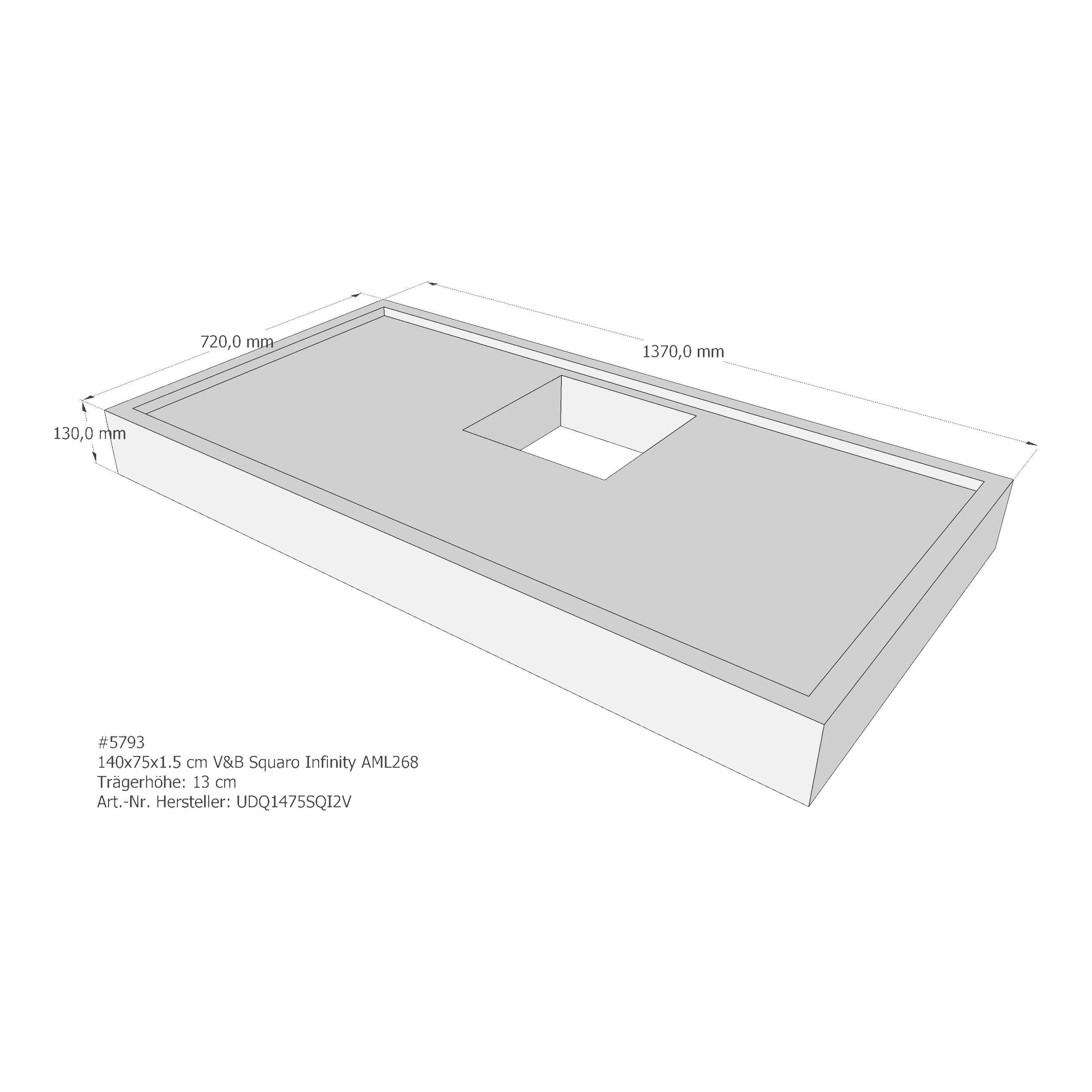 Duschwannenträger für Villeroy & Boch Squaro Infinity 140 × 75 × 1,5 cm