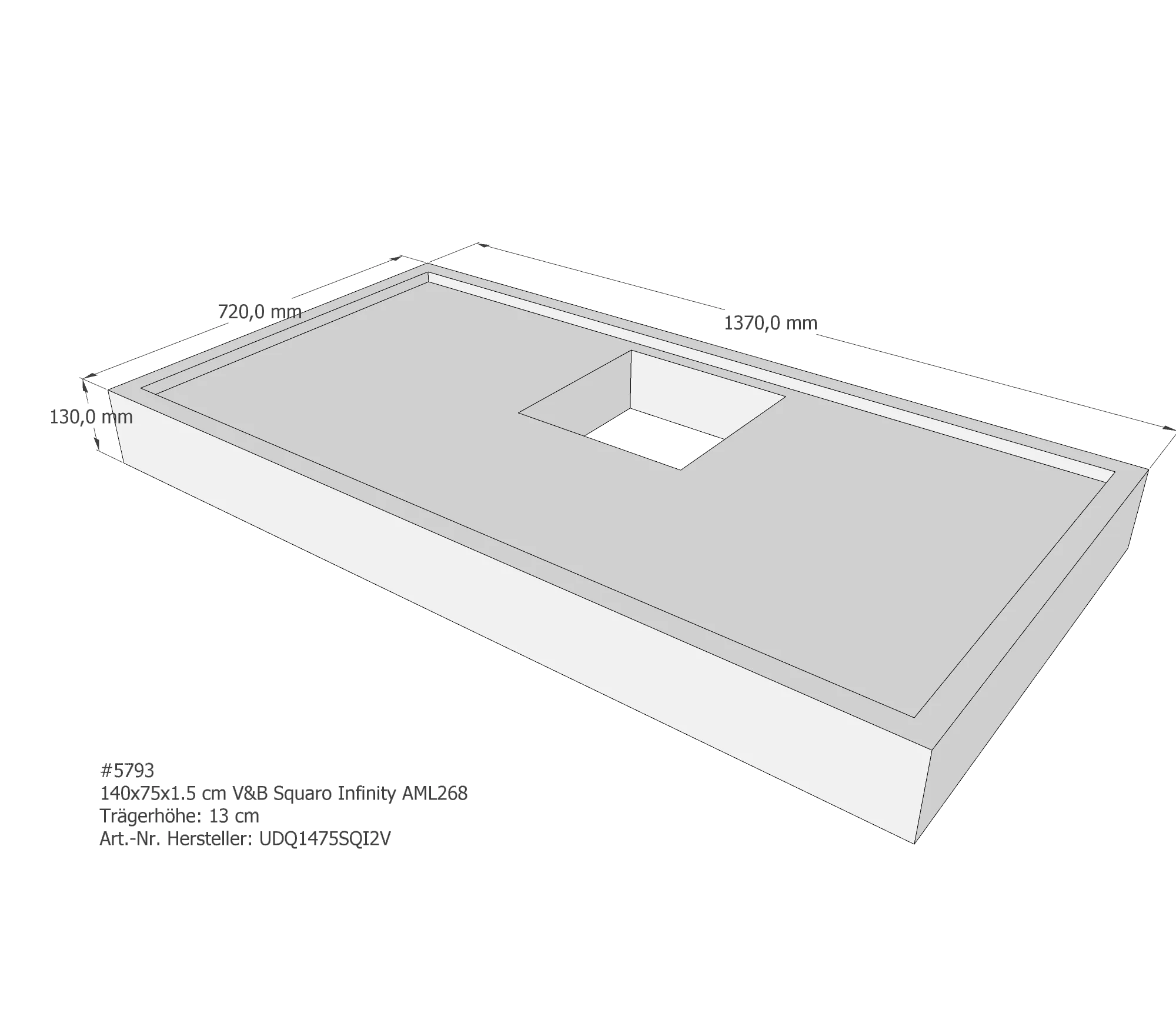 Duschwannenträger für Villeroy & Boch Squaro Infinity 140 × 75 × 1,5 cm Duschwannenträger für Villeroy & Boch Squaro Infinity 140 × 75 × 1,5 cm