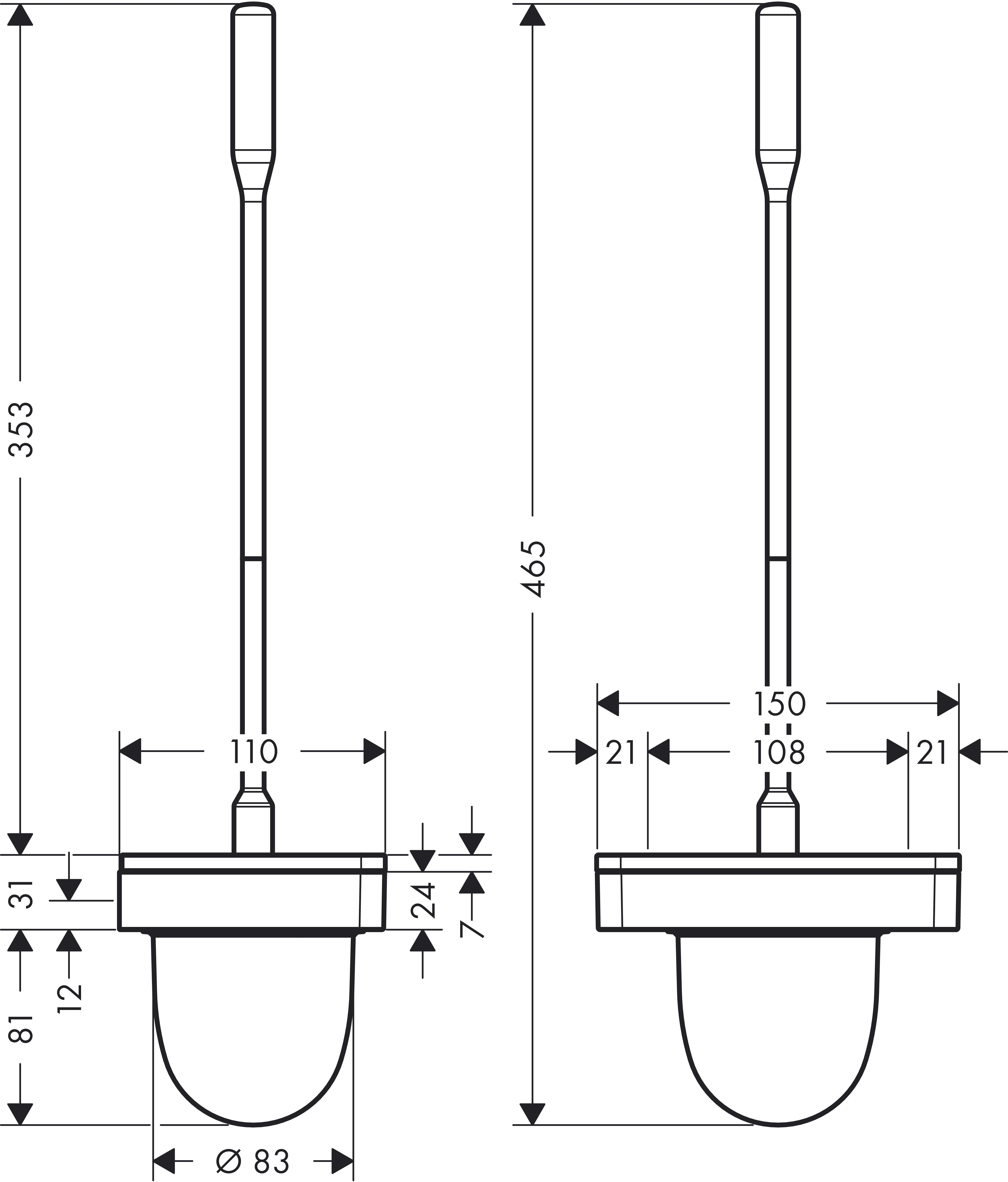 WC-Bürste Axor Universal Accessories chrom mit Wandhalter