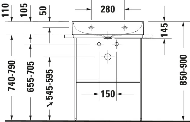 Wandwaschtisch Compact „DuraSquare“, ohne Überlauf