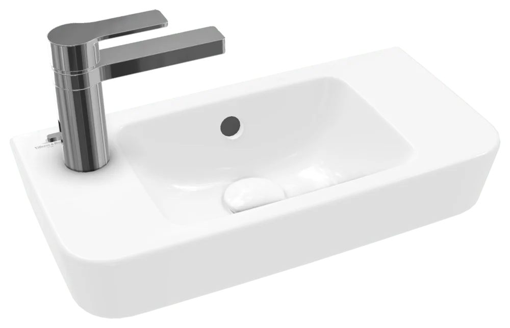 Villeroy & Boch Handwaschbecken O.novo Compact, Eckig, Weiß Alpin, 500x250x145 mm, 1-Loch Armatur, Wandmontage
