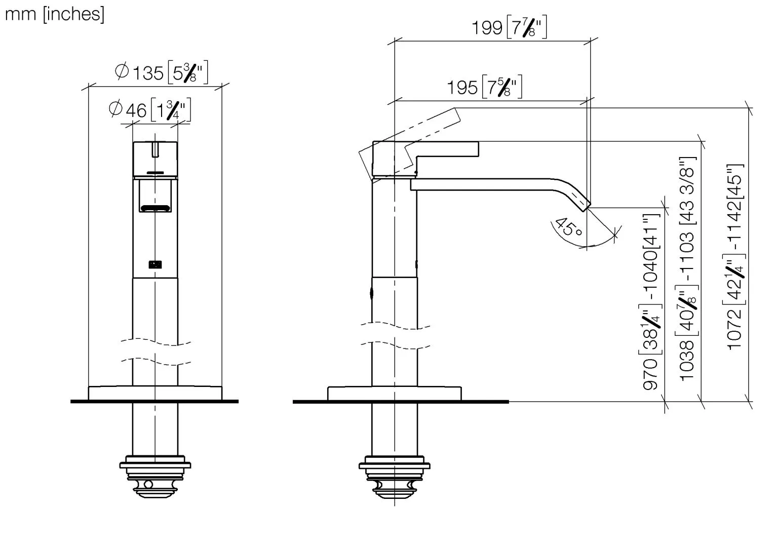 Dornbracht Waschtisch-Einlochbatterie mit Standrohr IMO 22585671 Chrom Dornbracht Waschtisch-Einlochbatterie mit Standrohr IMO 22585671 Chrom