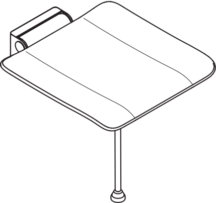 Klappsitz des Systems 900, Wandkonsole aus Edelstahl, PVD, Sitzfläche aus strukturiertem Kunststoff, schwarz, Sitzfläche 450 mm breit, 450 mm tief, mit Bodenstütze für Sitzhöhe 450-500 mm, PVD, in Farbe CK (messing glänzend)