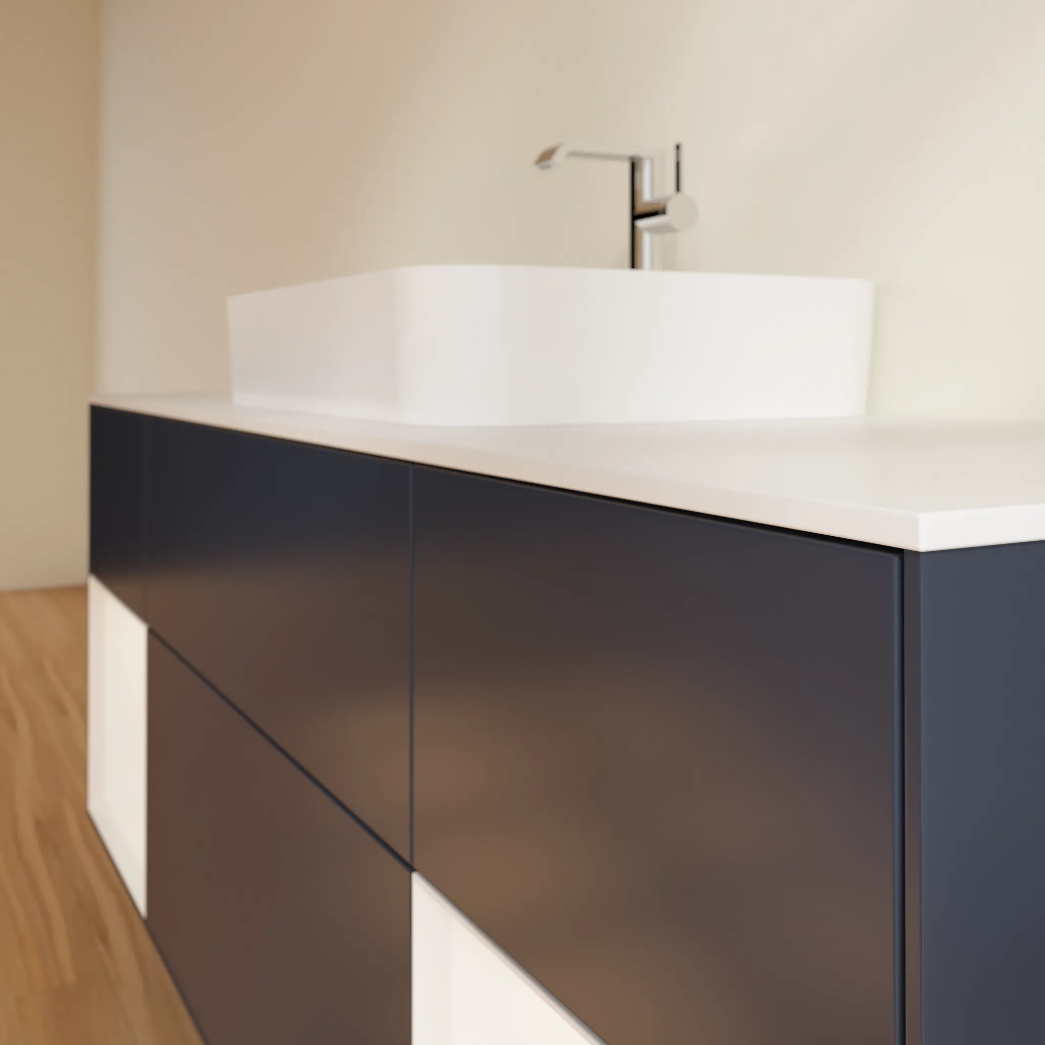 Villeroy & Boch Waschtischunterschrank „Finion“ für Schrankwaschtisch 1600 × 603 × 501 mm Midnight Blue Matt Lacquer, für Becken mittig