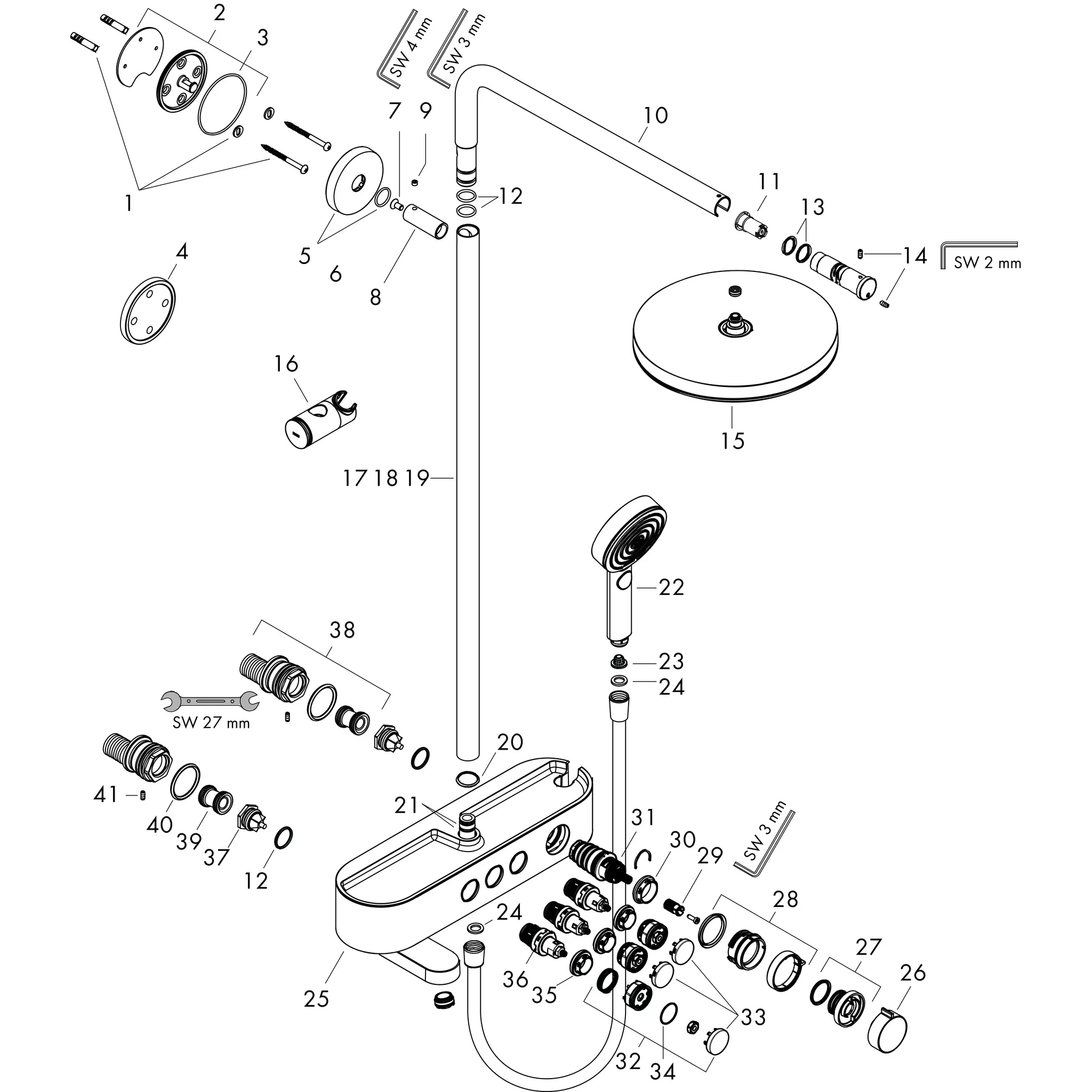 Showerpipe Pulsify 260 1jet EcoSmart mit Wannenthermostat Aufputz chrom Showerpipe Pulsify 260 1jet EcoSmart mit Wannenthermostat Aufputz chrom