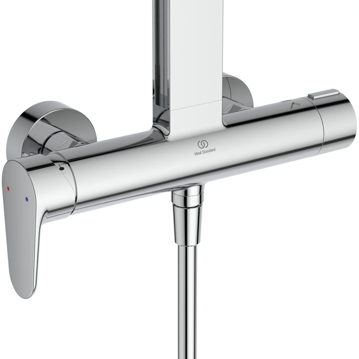 Ideal Standard Ceraflow Alu+ Duschsystem mit Brausearmatur, Chrom, 100% recyceltes Aluminium, 2 Strahlarten für Hand- und Kopfbrause, Idealflex-Brauseschlauch