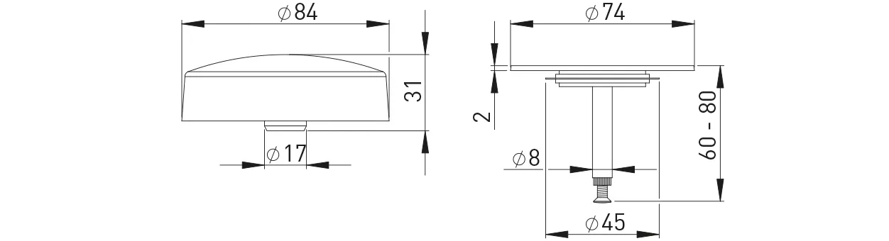 Fertigmontageset MW, bestehend aus Stopfen und Überlaufrosette Fertigmontageset MW, bestehend aus Stopfen und Überlaufrosette