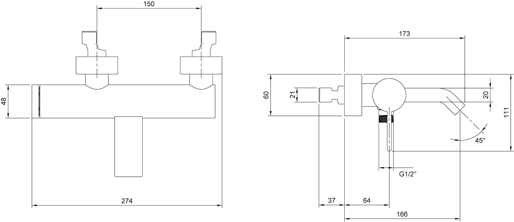 Villeroy & Boch Dawn Einhebel-Badewannenarmatur TVT106501152