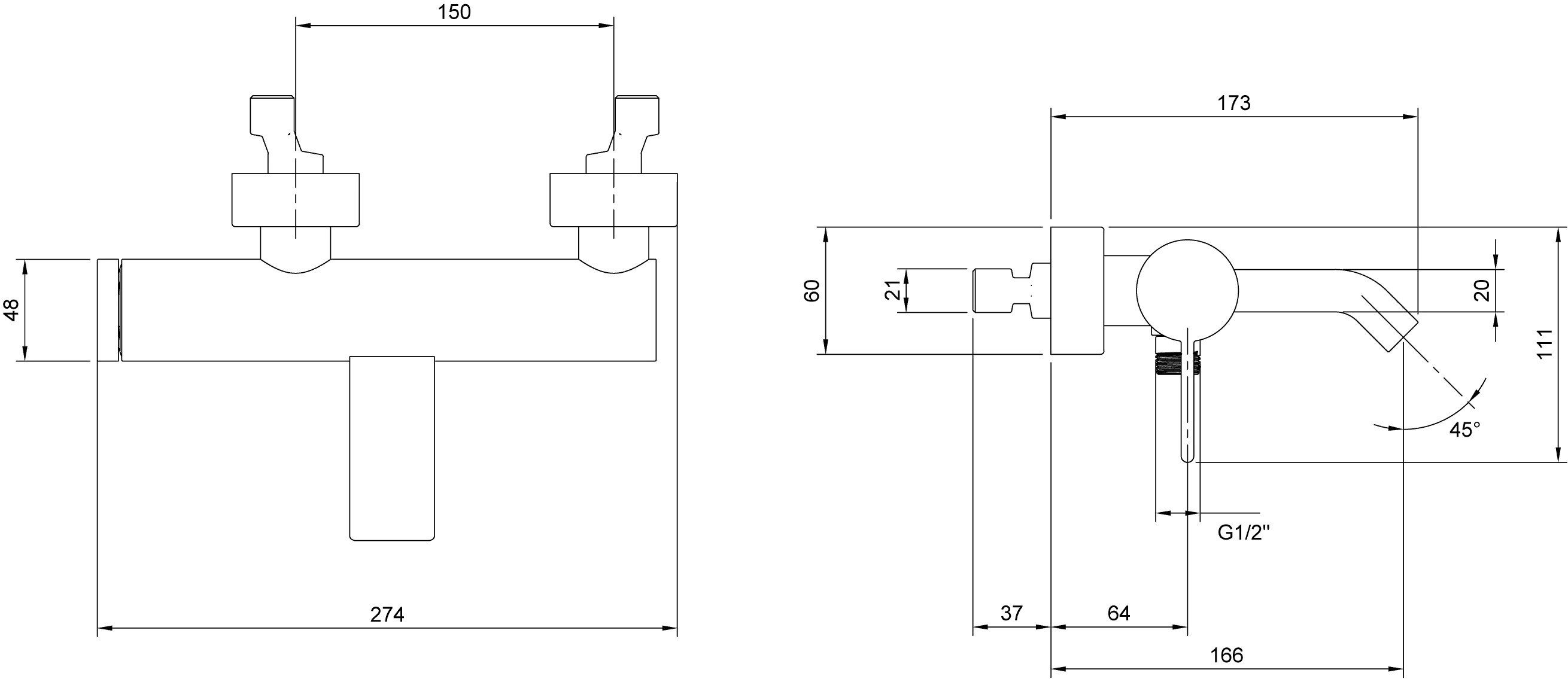 Villeroy & Boch Einhebel-Badewannenarmatur Dawn, Chrom, 111 mm Höhe, 274 x 173 mm, SmartPressure, AirPlus Villeroy & Boch Einhebel-Badewannenarmatur Dawn, Chrom, 111 mm Höhe, 274 x 173 mm, SmartPressure, AirPlus