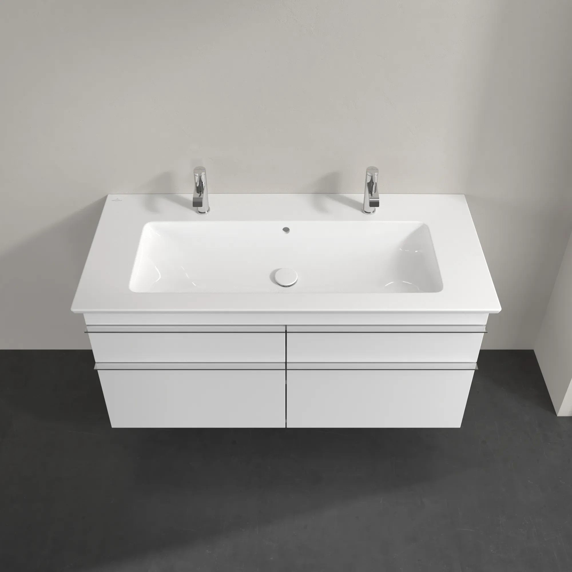 Villeroy & Boch Waschtischunterschrank „Venticello“ für Schrank-Doppelwaschtisch 1153 × 590 × 502 mm Weiß Matt, für Becken mittig