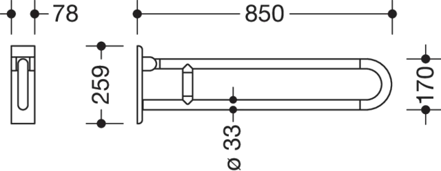 HEWI Stützklappgriff „Serie 801“ HEWI Stützklappgriff „Serie 801“
