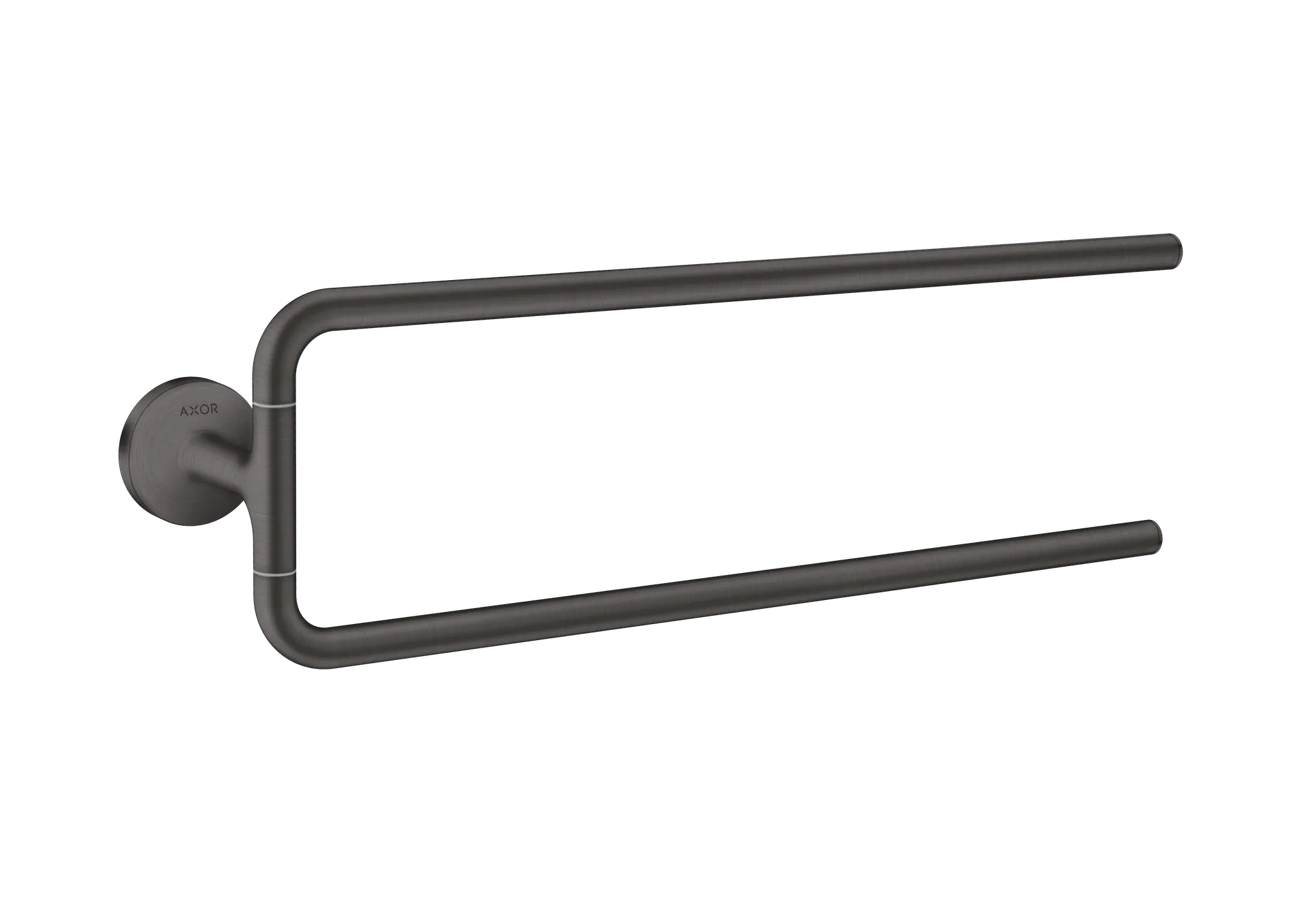 Hansgrohe AXOR Universal Circular Handtuchhalter zweiarmig, Brushed Black Chrome, 490 mm Länge, schwenkbar, Wandmontage mit verdeckter Befestigung Hansgrohe AXOR Universal Circular Handtuchhalter zweiarmig, Brushed Black Chrome, 490 mm Länge, schwenkbar, Wandmontage mit verdeckter Befestigung