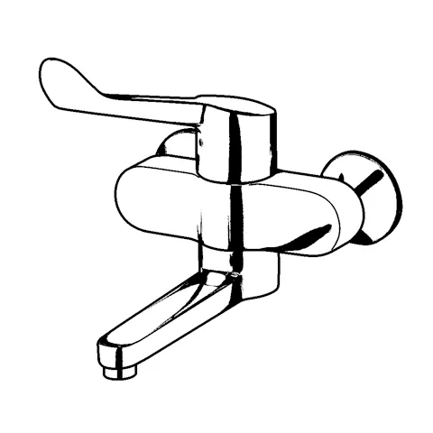 Kludi MEDI CARE Wandarmatur-EHM Klinik Armhebel chrom, Waschtisch-Wand-Armatur DN 15, Oberfläche: 05 chrom