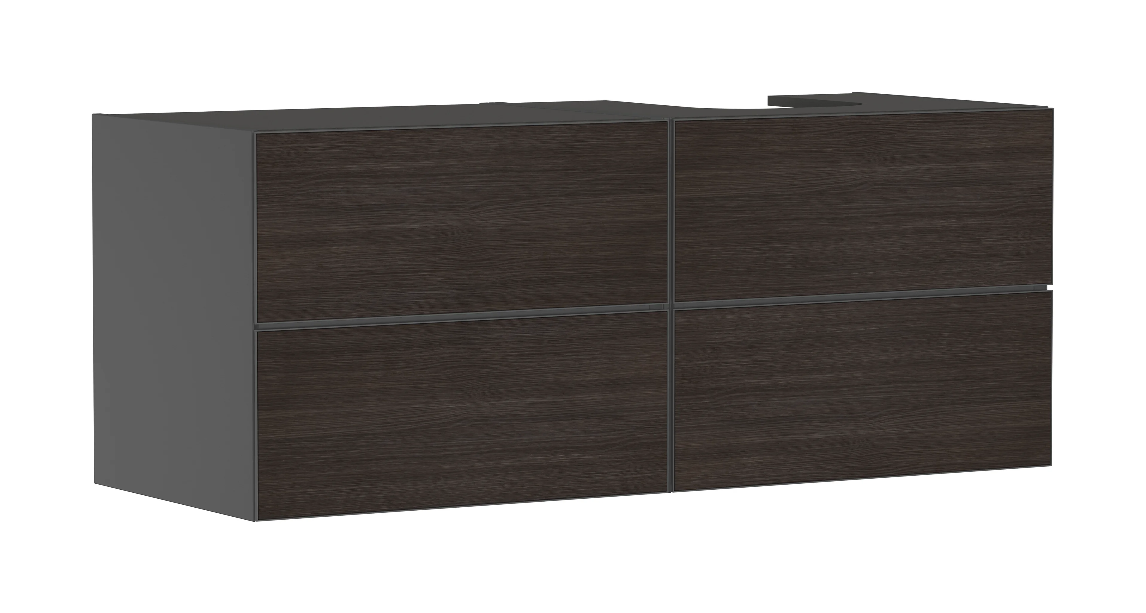 Hansgrohe Xevolos E Waschtischunterschrank Schiefergrau Matt 1370x550 mm mit 4 Schubkästen für Konsole