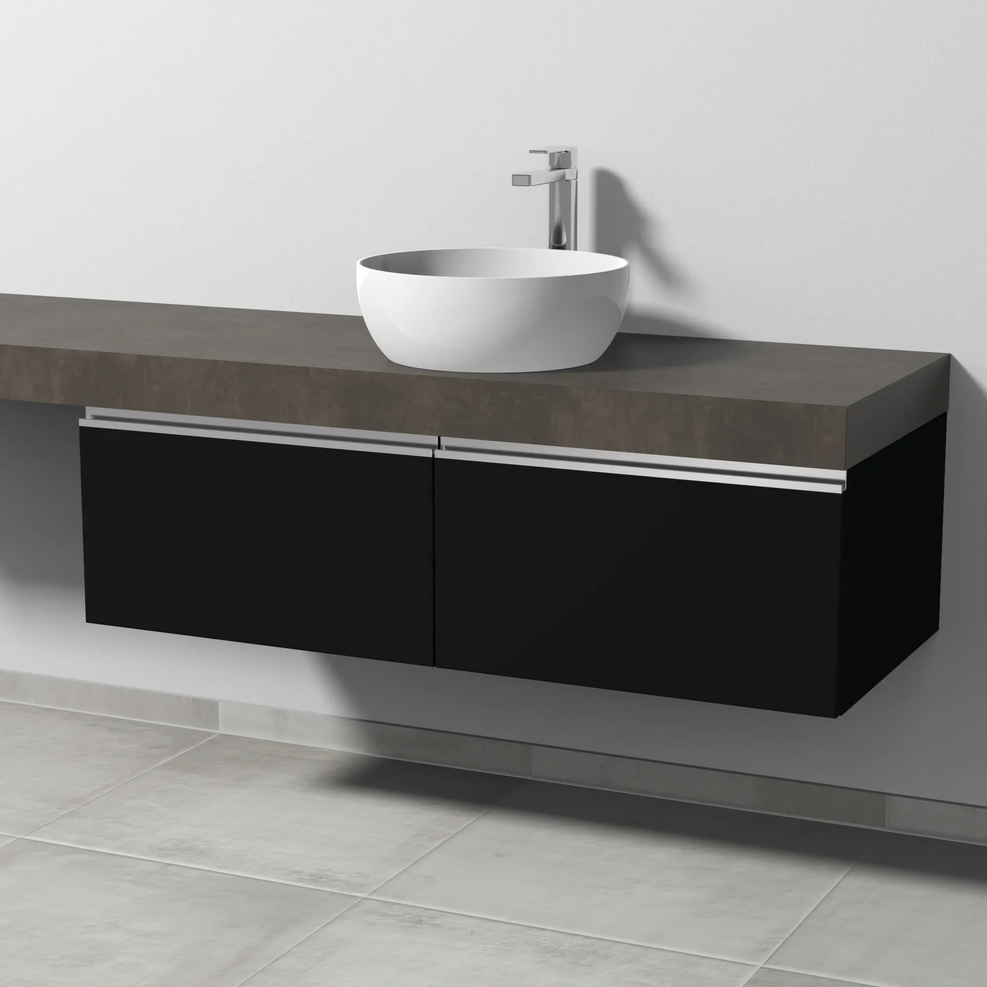 Sanipa Waschtischunterschrank „2morrow“ 1200 × 340 × 520 mm in Schwarz (matt)