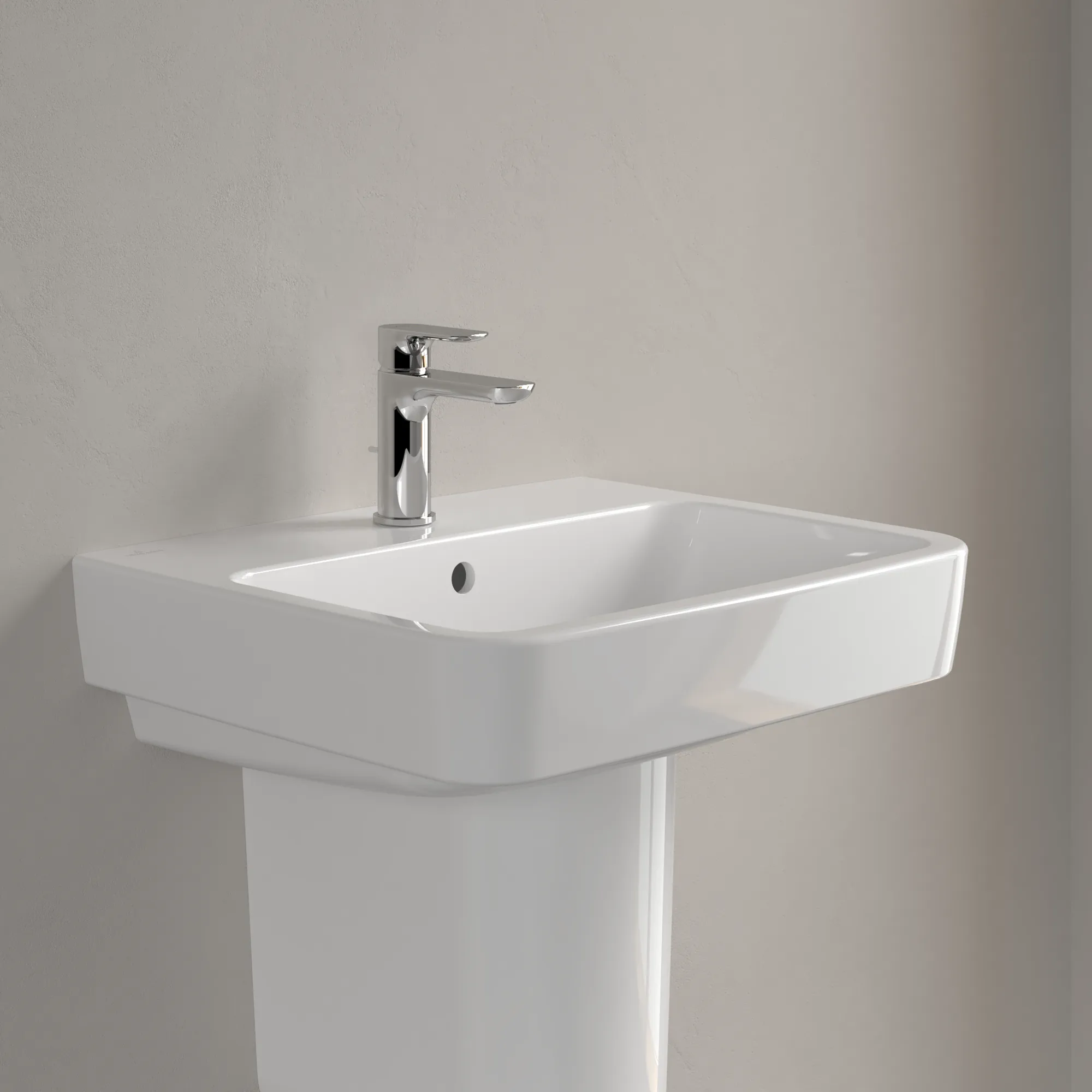 Villeroy & Boch Wandwaschtisch „O.novo“ 550 × 460 × 175 mm, für Becken mittig, mit Hahnlochbohrung, Hahnlochposition mittig in Weiß Alpin Villeroy & Boch Wandwaschtisch „O.novo“ 550 × 460 × 175 mm, für Becken mittig, mit Hahnlochbohrung, Hahnlochposition mittig in Weiß Alpin