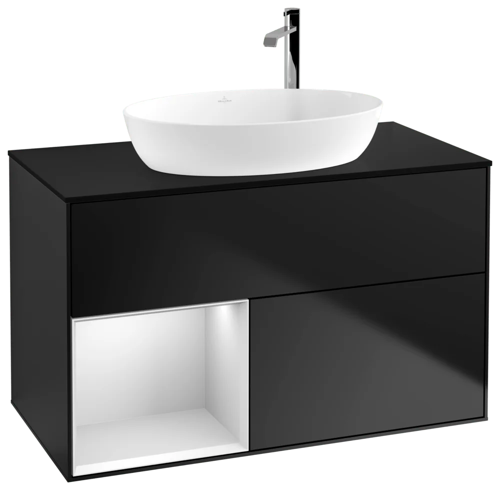 Villeroy & Boch Waschbeckenunterschrank Finion F89, 1000x603x501 mm, Black Matt Lacquer, mit Beleuchtung und Push-to-open Funktion Villeroy & Boch Waschbeckenunterschrank Finion F89, 1000x603x501 mm, Black Matt Lacquer, mit Beleuchtung und Push-to-open Funktion