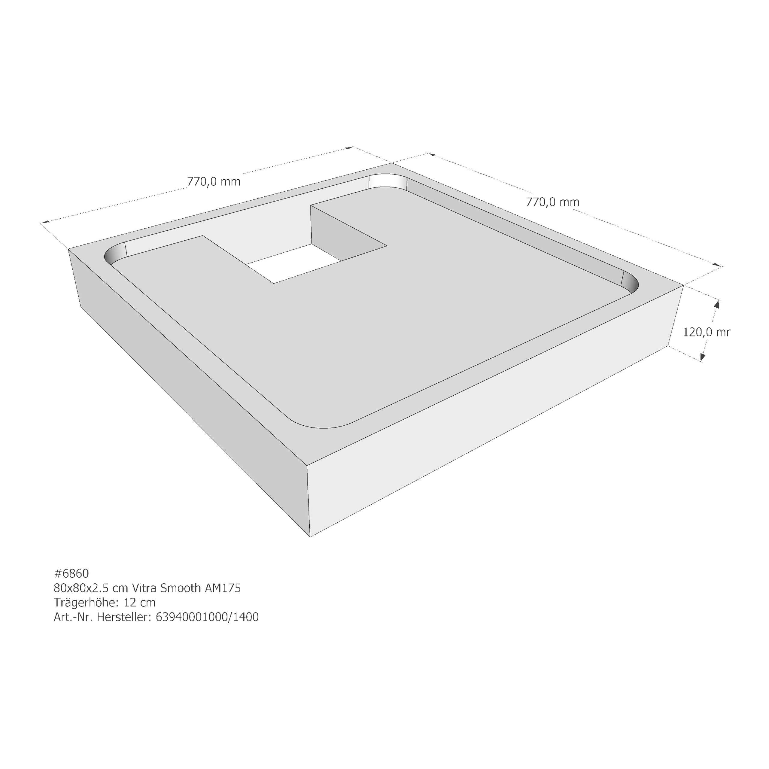 Duschwannenträger für VitrA Smooth 80 × 80 × 2,5 cm Duschwannenträger für VitrA Smooth 80 × 80 × 2,5 cm