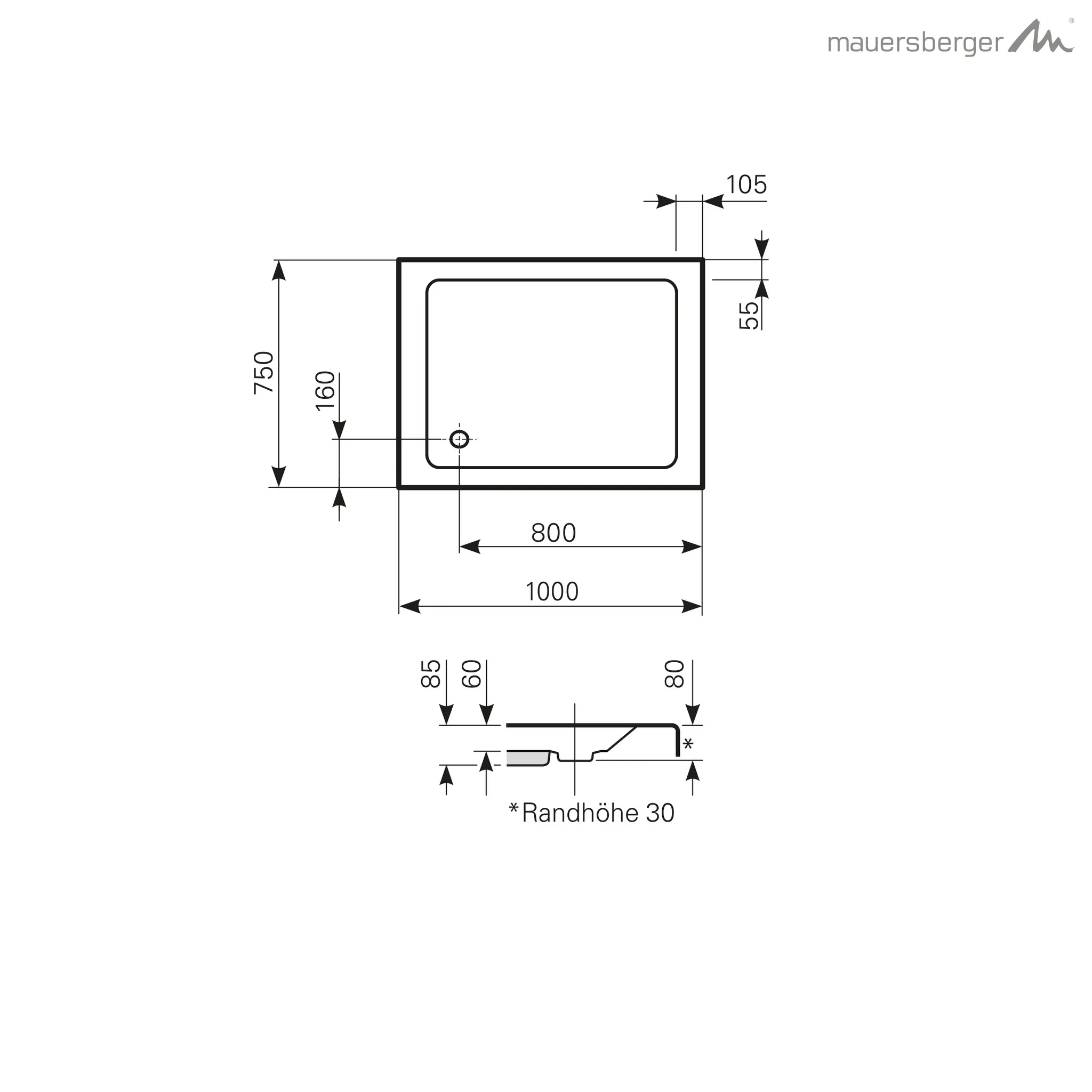 Mauersberger litop Acryl-Duschwanne litop 100⁄75 flach, 1000x750x85, Farbgruppe: 2 Mauersberger litop Acryl-Duschwanne litop 100⁄75 flach, 1000x750x85, Farbgruppe: 2