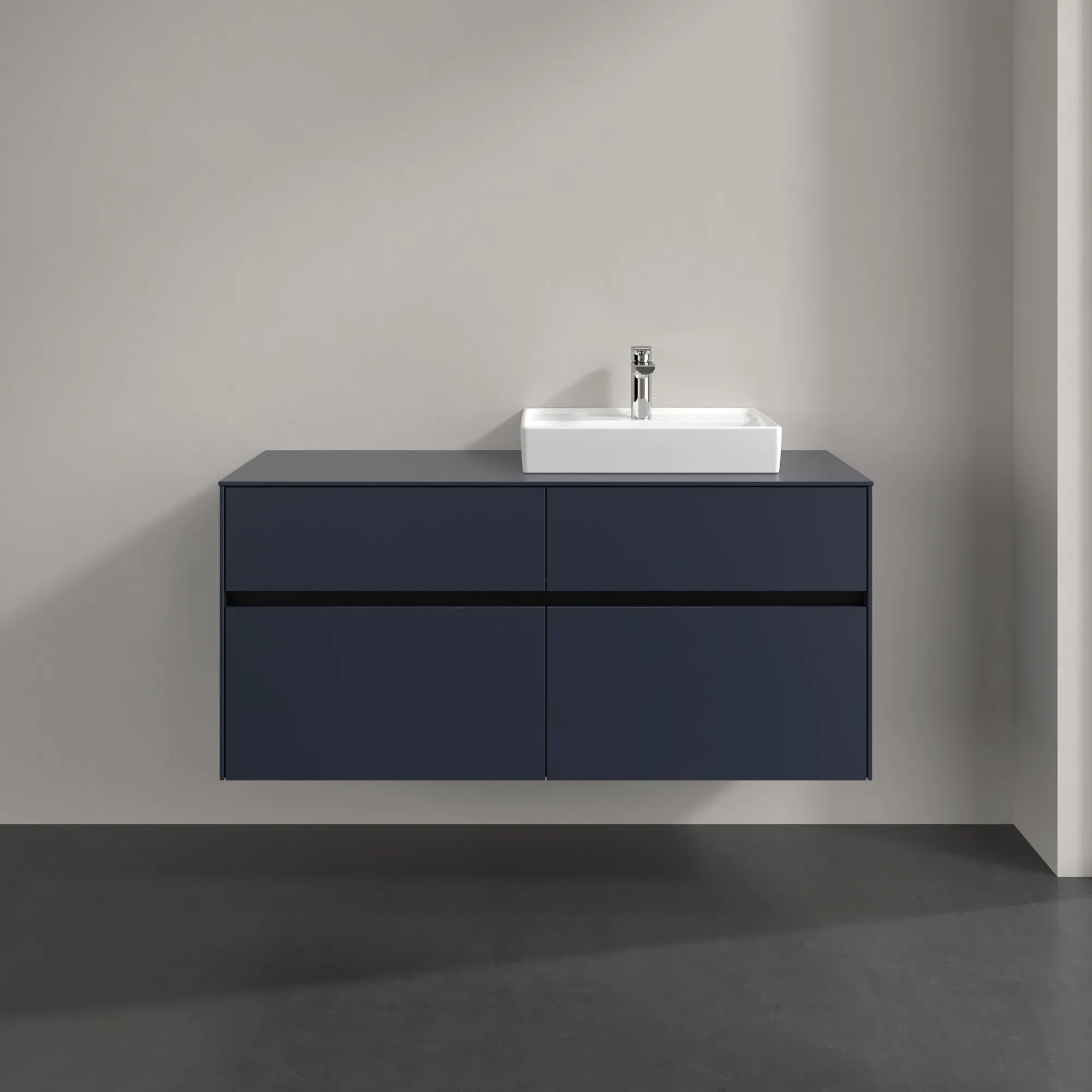 Villeroy & Boch Waschtischunterschrank „Collaro“ 1200 × 548 × 500 mm Marine Blue, ohne Beleuchtung, für Becken rechts