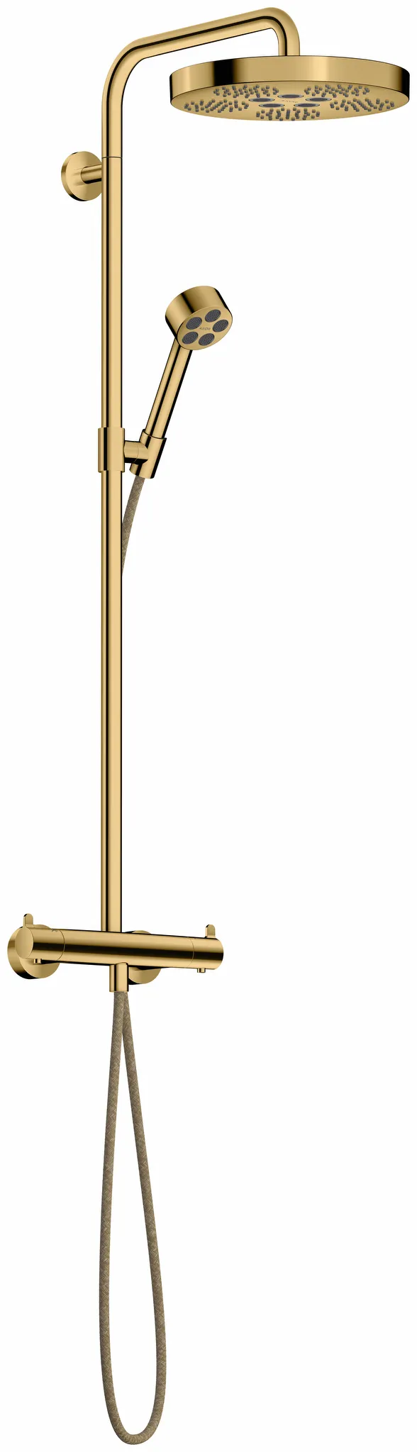 Hansgrohe AXOR One Showerpipe mit Thermostat und Kopfbrause 280 1jet EcoSmart, Polished Gold Optic