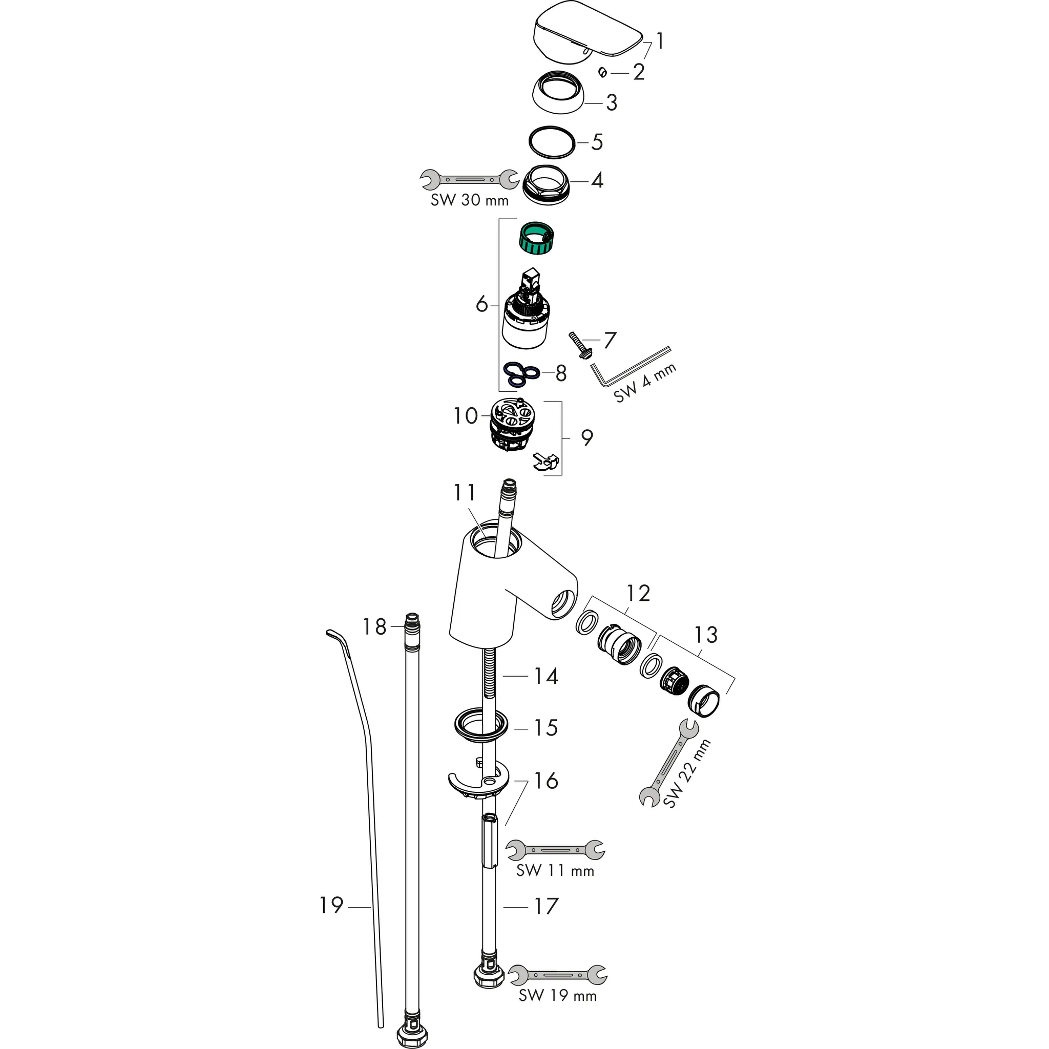 Hansgrohe Logis Einhebel-Bidetmischer 70 mit Zugstangen-Ablaufgarnitur, Chrom