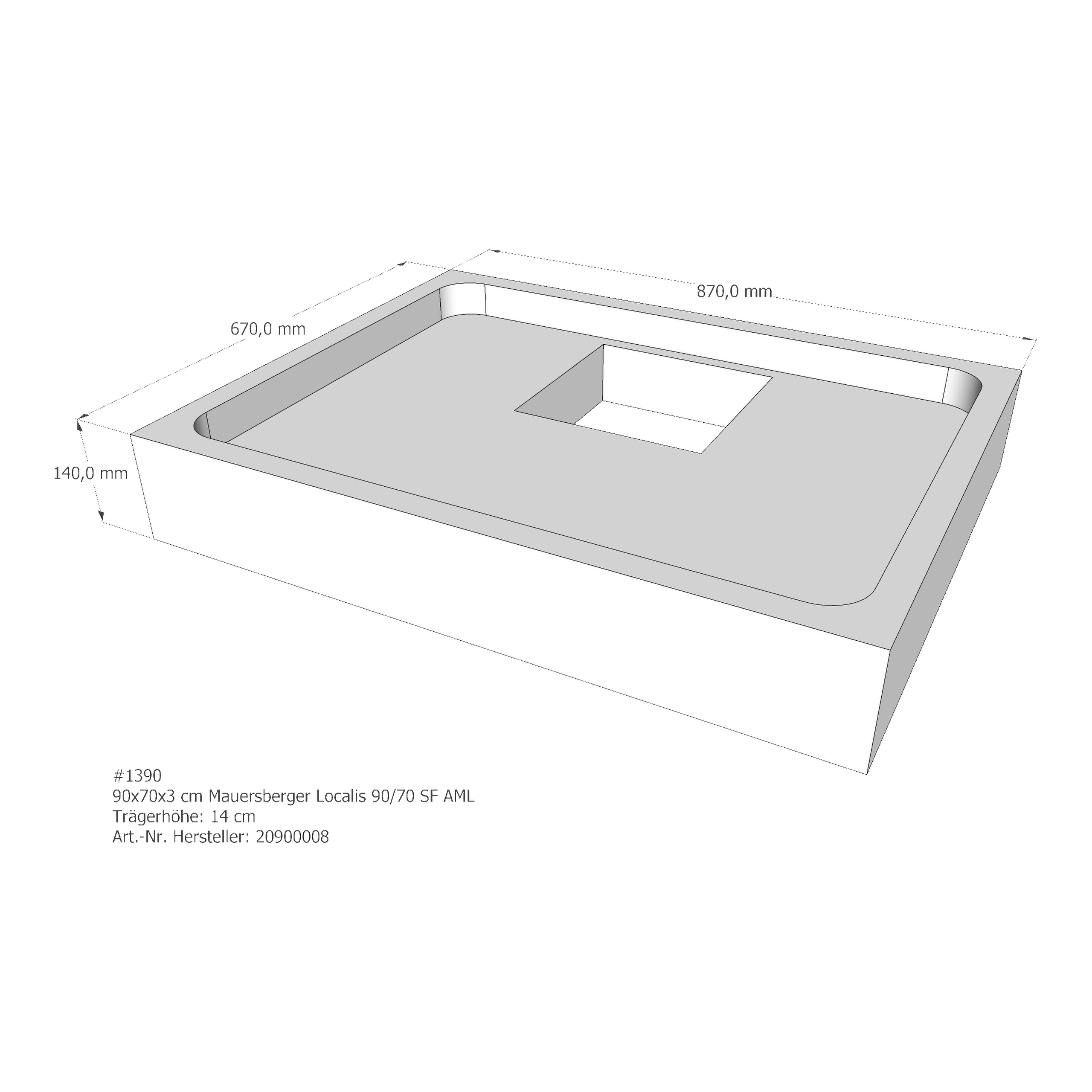 Duschwannenträger für Mauersberger Localis 90/70 SF 90 × 70 × 3 cm Duschwannenträger für Mauersberger Localis 90/70 SF 90 × 70 × 3 cm