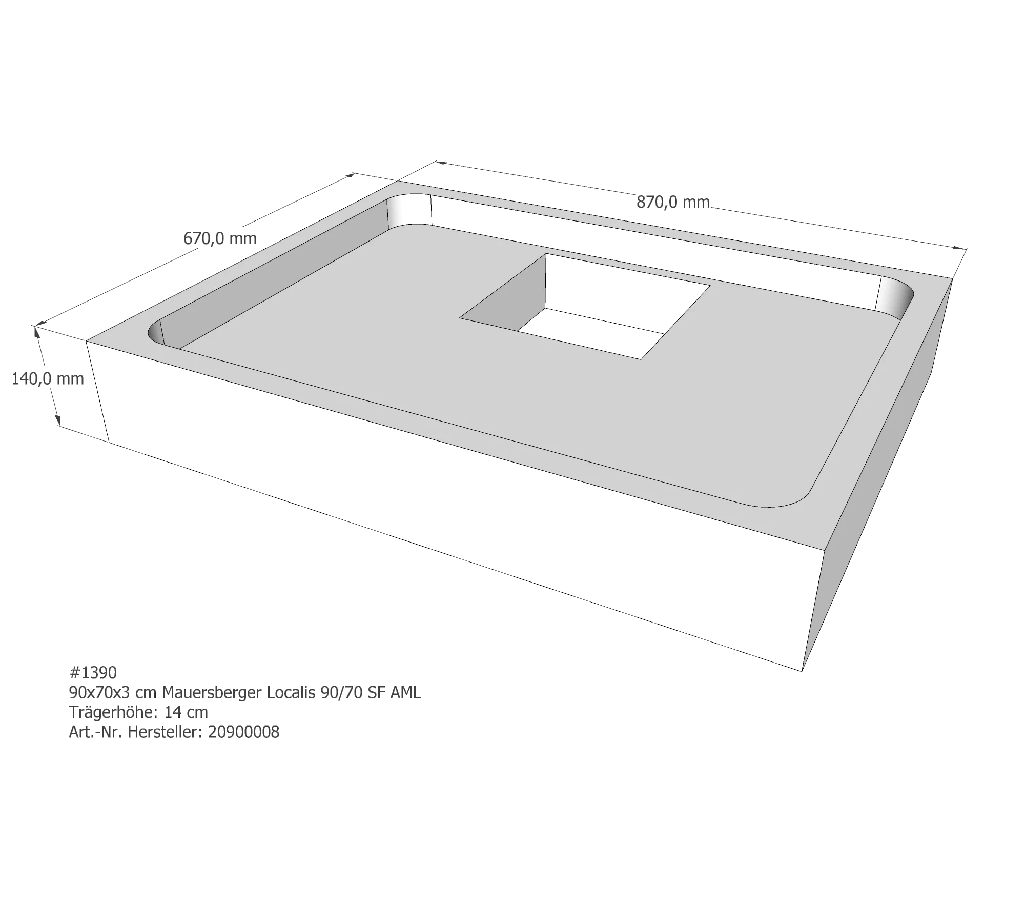 Duschwannenträger für Mauersberger Localis 90/70 SF 90 × 70 × 3 cm Duschwannenträger für Mauersberger Localis 90/70 SF 90 × 70 × 3 cm