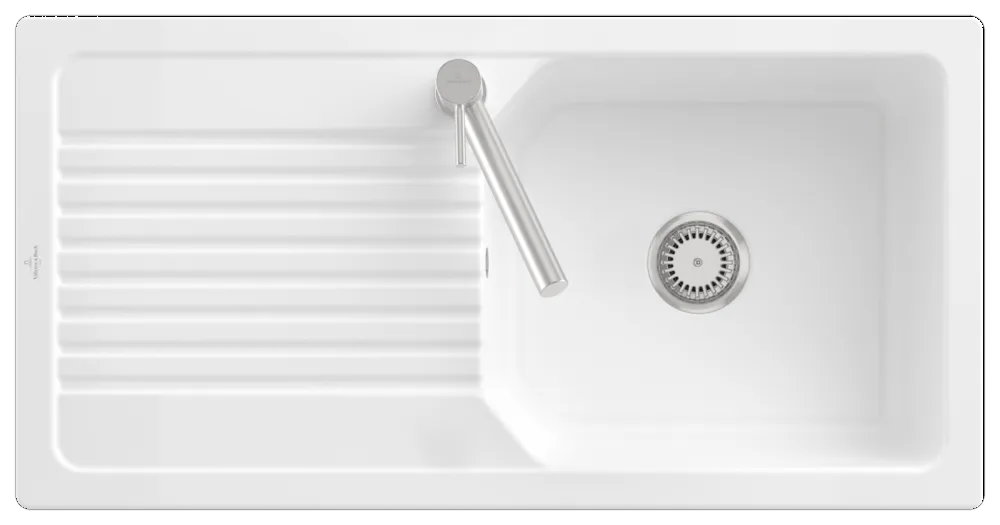 Villeroy & Boch flächenbündiges Küchenspülbecken „Linara“ 60 flat 980 × 490 × 200 mm in Weiß Alpin