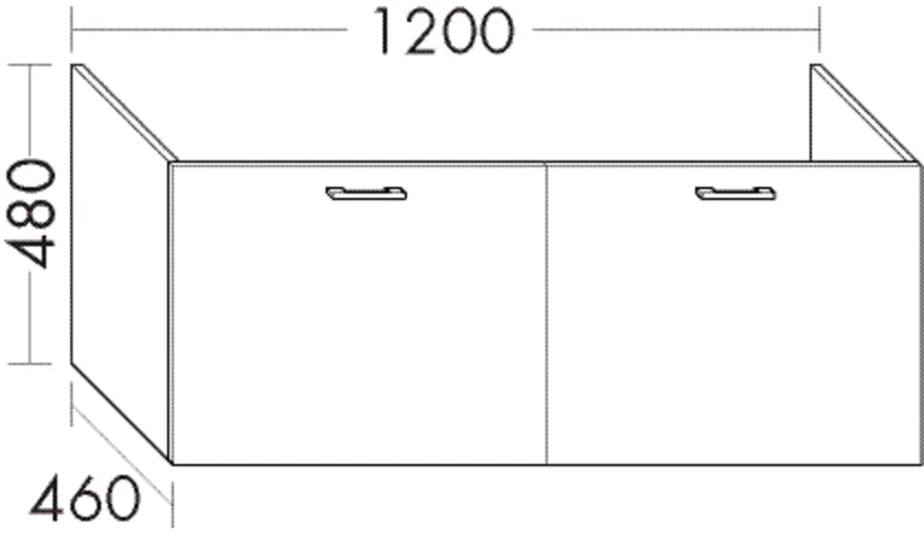 Waschtischunterschrank Sys30 von burgbad – Doppelwaschtisch, 1200 mm breit, 480 mm hoch, 460 mm tief, 2 Auszüge