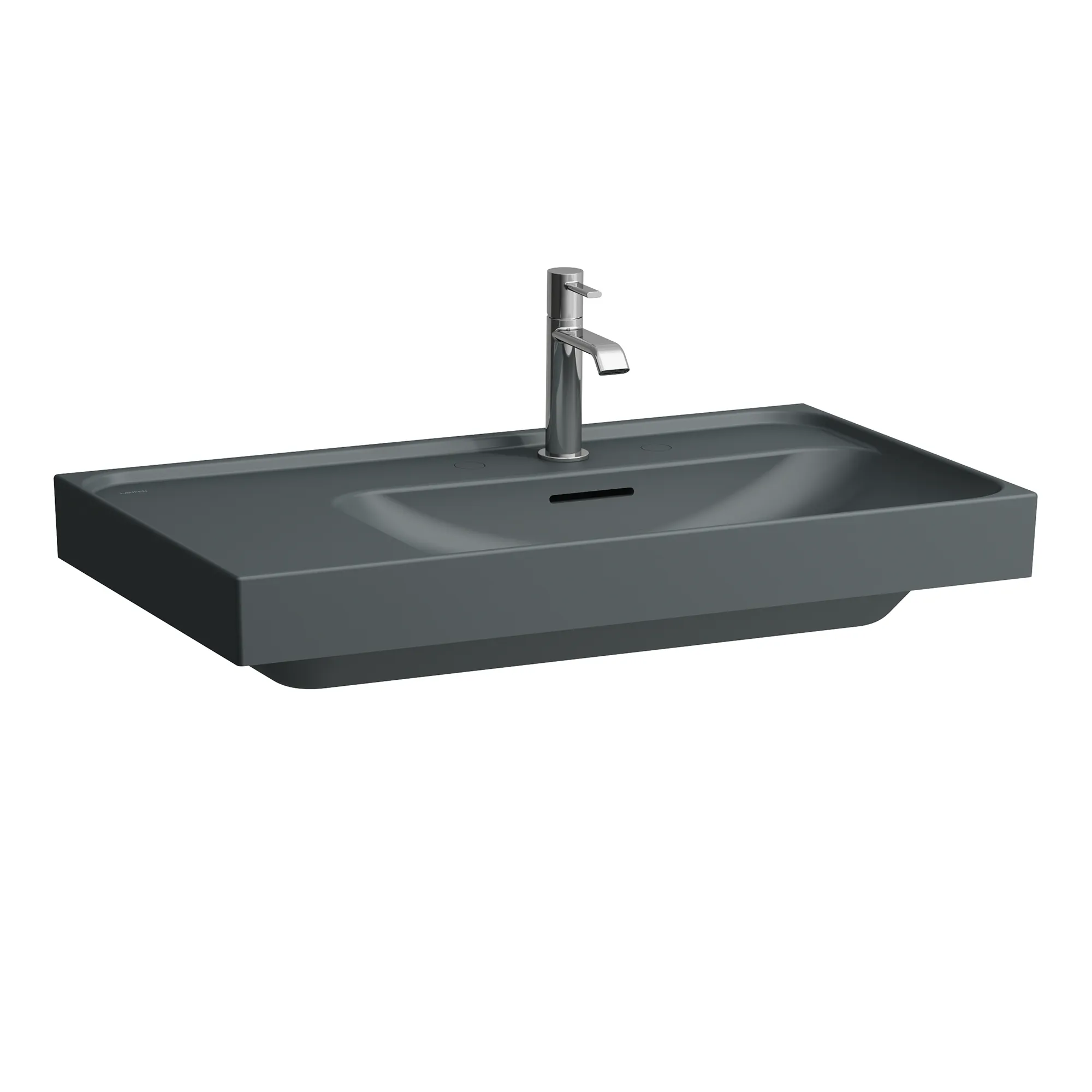 Waschtisch, MEDA, 460x800x160, Ablage links, 1 Hahnloch mit Überlauf, weiß