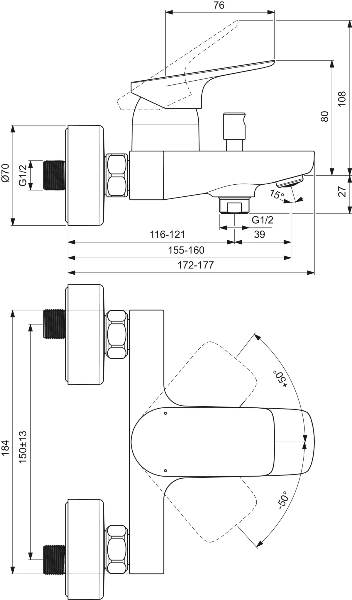 Ideal Standard Badearmatur Aufputz Ceralife C Chrom Ideal Standard Badearmatur Aufputz Ceralife C Chrom