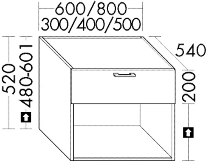 burgbad Waschtischunterschrank „Sys30“ 540 × 560 × 580 mm in Eiche Authentic