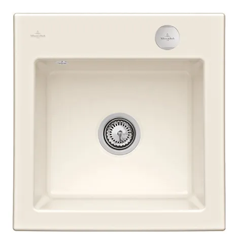 Villeroy & Boch flächenbündiges Küchenspülbecken „Subway“ 50 S flat 490 × 475 × 220 mm, für Becken mittig in Crema