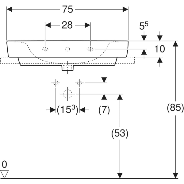 Aufsatzwaschtisch „Renova Plan“, rechteckig 75 × 48 cm in weiß alpin Aufsatzwaschtisch „Renova Plan“, rechteckig 75 × 48 cm in weiß alpin